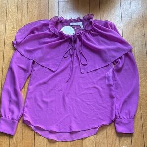See By Chloe Magenta Ruffle Blouse